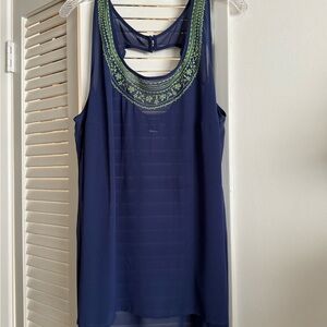 Torrid Periwinkle & Green Embellished Backless tank